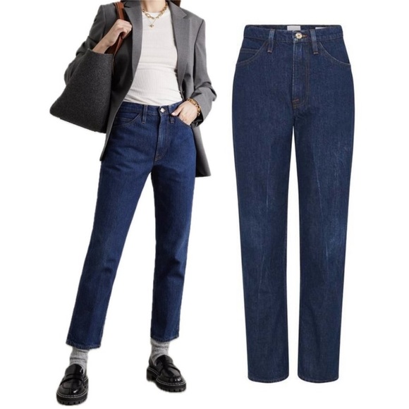 FRAME Le Italien High-Rise Straight Leg Jeans Vintage Blue Wash Size 27 DarkWash - Picture 1 of 13
